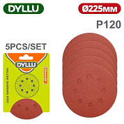 Шлифовальный круг 225 мм P120 8 отв. 5 шт DYLLU DTZA5156