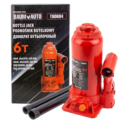 Домкрат бутылочный 6 т, 200-385 мм BaumAuto BM-T90604