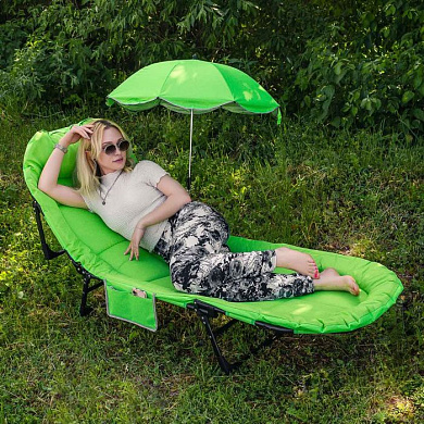 Шезлонг складной в комплекте с зонтом садовым Forsage F-FG-HY-8008LG-Z