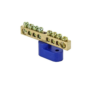Шина "0" N (6х9мм) 8 отверстий латунь синий угловой изолятор EKF PROxima sn0-63-08-1