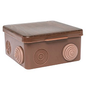 Коробка распределительная КМР-030-014 с крышкой (100х100х55), 8 мембранных вводов тёмное дерево IP54 EKF PROxima plc-kmr-030-014-t