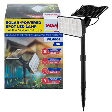 Светильник светодиодный на солнечной батарее 1800мАч, 72 светодиода SMD WMC TOOLS WMC-WL6004 NR