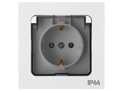 Розетка 1-ая с з/к крышкой прозрачн, скрытая, с/з, брызг. защ. белая, Astrum, Bylectrica РС16-0532