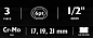 Набор ударных глубоких тонкостенных головок 17, 19, 21 мм в защитном кожухе 3 пр 1/2'' 6-гр JCB JCB-4035