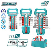 Набор головок 4-24 мм 1/4"&3/8"&1/2" 6-гр и головок-бит SL, PH, Torx, HEX 67 пр TOTAL TOS23092