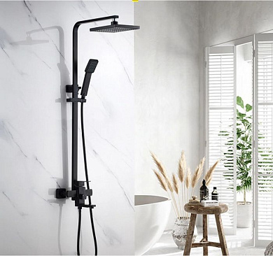 Душевая система со смесителем и тропическим душем из нержавеющей стали SUS304, черный Ledeme L72433B