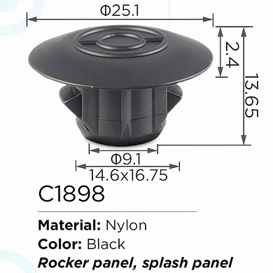 Клипса для крепления внутренней обшивки а/м Тойота пластиковая, 100 шт Forsage C1898(Toyota)