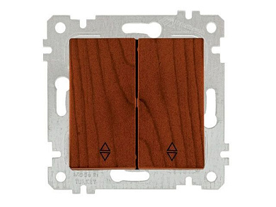 Выключатель проходной 2-клав., скрытый, без рамки, пруж. зажим, вишня, RITA, 10 A, 250 V, IP 20, Mutlusan 22004040156