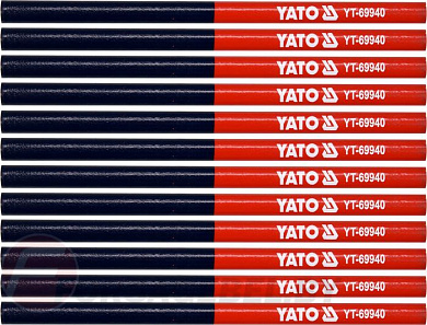 Карандаш столярный синий-красный 12 шт. Yato YT-69940