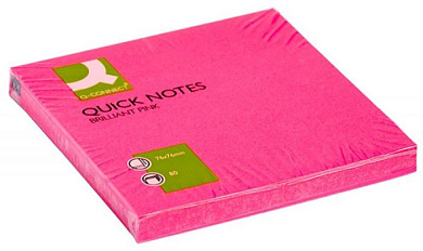 Бумага для заметок "Q-Connect", 76x76 мм, 75 листов, розовый неон