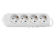 Розетка 4-ая переносная (с/з, 16А, 250В) белая, (с креплениемк стене) Bylectrica Р16-9182