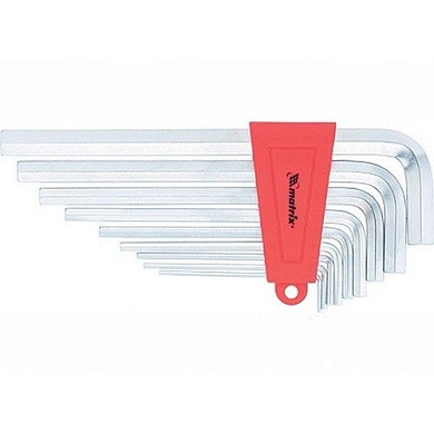 Набор ключей имбусовых HEX, 2-12 мм, CrV, 9 шт., удлиненныее с сатинированным покрытием Matrix 12302