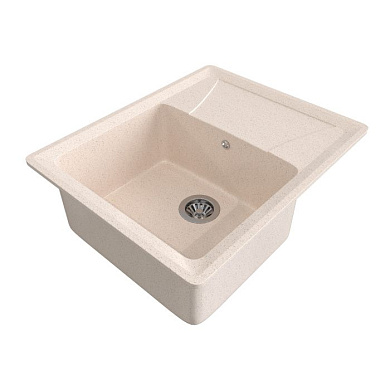 Мойка каменная, прямоугольная одночашевая, GS-3, 605*490 мм, беж, врезная, Gamma Stone 113121