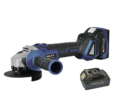 Углошлифмашина аккумуляторная WWS-18/125-1 BL (АКБ 2×4.0 Ah) WATT 4.018.125.01