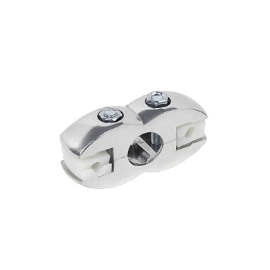 Соединитель стекло/плита к трубе d25 (551) двойной (с вкладышами), хром AKS 14288