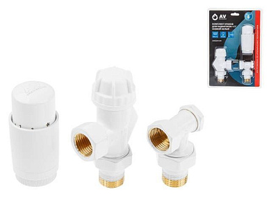 Комплект кранов для радиаторов 1/2'' осевой Белый AV Engineering