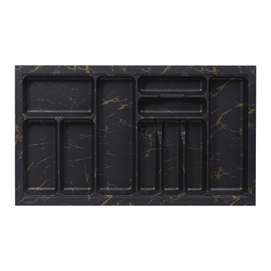 Лоток для столовых приборов 900 MARBLE 830*485, черно-золотой мрамор AKS 125454