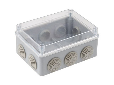 Коробка распаечная ОП 150х110х70мм, 10 мембр. вх., прозр.крышка IP55 Юпитер JP7113-20