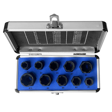 Набор головок-экстракторов поврежденных болтов и гаек 10 предметов Horex HZ 24.1.079S