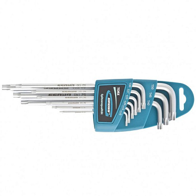 Набор ключей имбусовых TORX-TT, 9 шт.: T10-T50, экстра-длинные, S2, сатинированные Gross 16408