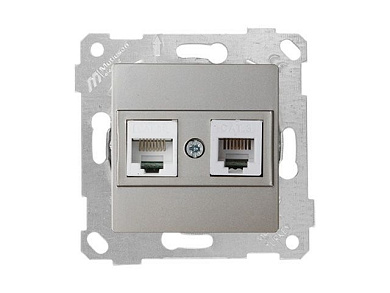 Розетка телефонная + компьютерная, RJ12+Cat5e, скрытая, без рамки, титан, RITA, Mutlusan 22001390183