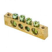 Шина PEN "ноль-земля" (6х9мм) 4 отверстия латунь крепеж по краям EKF PROxima sn0-63-04-k