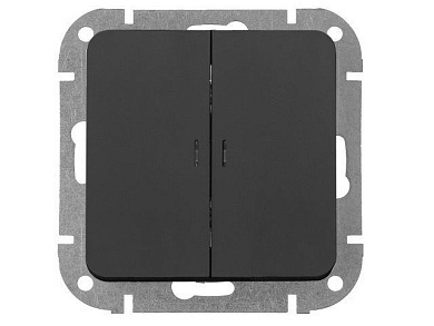 Выключатель 2 клав., cкрытый, 10А со световой индекацией карбон, Аструм, Bylectrica С5 10-3508карб