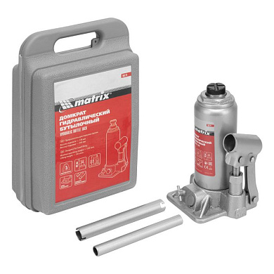 Домкрат гидравлический бутылочный, 3 т, 178-343 мм, в пластиковом кейсе Matrix