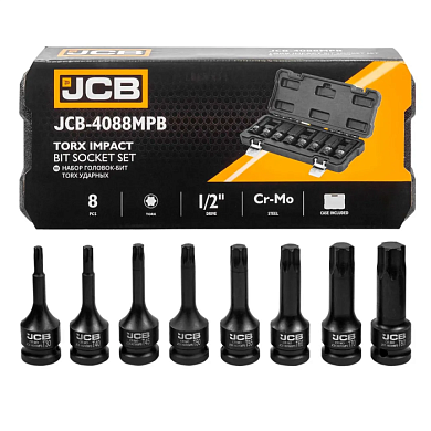 Набор головок-бит TORX ударных T30-Т80 1/2'' 8 пр JCB JCB-4088MPB