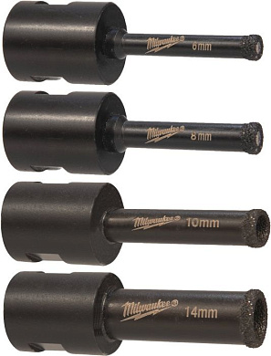 Набор алмазных корончатых сверл 6-14 мм MILWAUKEE Diamond Max М14 4 шт 4932471863