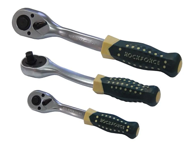 Трещотка реверсивная усиленная изогнутая с резиновой ручкой 1/2'' 72 зуб RockForce RF-802422