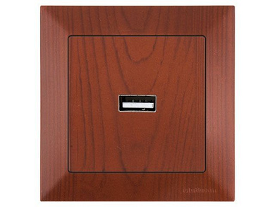 Розетка 1-ая USB, скрытая, вишня, DARIA, Mutlusan 21204480156