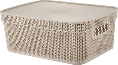 Корзина для хранения Keeplex Ajur крышкой 11 л, 380х270х143 мм, "Бежевый топаз" Пластик Репаблик KL411511005