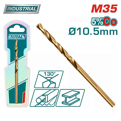 Сверло по металлу M35 HSS 10.5 мм TOTAL TAC11201051