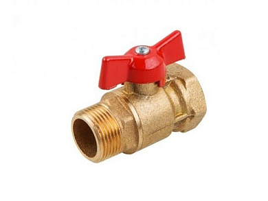 Кран шаровый стандарт. 1/2" вн.х3/4" нар. бабочка PN1,6 МПа, 11Б27п7, Цветлит ZW10063