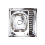 Мойка нерж. сталь, квадратная одночашевая, 600*600мм, полир хром, накладная (0,4мм), мойка слева AKS 79194