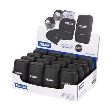 Точилка на 2 отверстия "Compact", с ластиком, черный