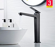 Смеситель для накладного умывальника, латунь, черный Ledeme L1178B