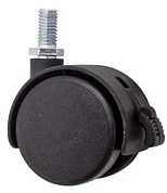 Колесо меб. пласт. d50 с винтом М8 с торм., черный AKS 46315