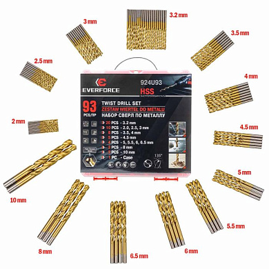 Набор сверл по металлу 93 пр. EVERFORCE EF-924U93