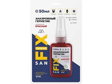 Герметик анаэробный неразборный, выс.прочности, низко-средней вязкости 50 мл. блист. красный, SANFIX 43135