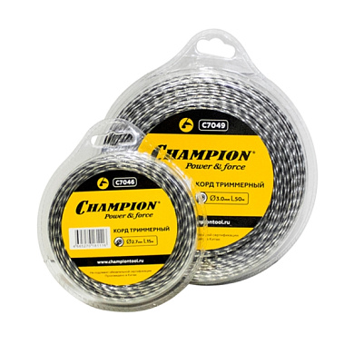 Корд для триммера, 3,0 мм*50 м, Tri-twist, (витой треугольник) CHAMPION C7049