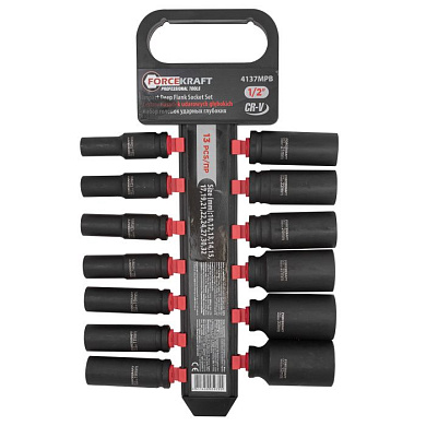 Набор головок ударных глубоких 13 пр., 1/2'' 10, 12-32 мм ForceKraft FK-4137MPB