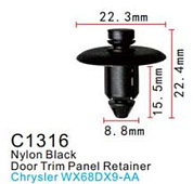 Клипса для крепления внутренней обшивки а/м Крайслер пластиковая, 100 шт Forsage C1316(Chrysler)