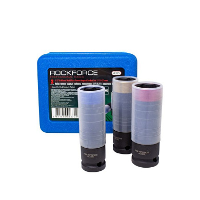 Набор головок ударные глубоких тонкостенных в защитном кожухе, 3 пр., 1/2'', 6-гр., 17,19,21 мм RockForce RF-4035