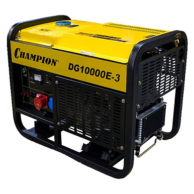 Генератор дизельный, 12,5/13,75кВА, 17л.с., 25л, 4,2л/ч, эл.старт, колеса, счетчик CHAMPION DG10000E-3