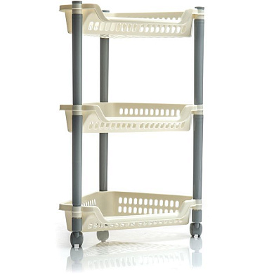 Этажерка угловая 3-х секционная, на колесах Полимербыт Мебель 4308700