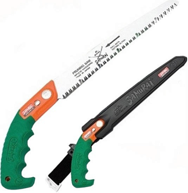 Пила самоочищающаяся, изогнутое полотно L330 мм/4 мм, в чехле с поясным креплением Samurai GKC-330-LH