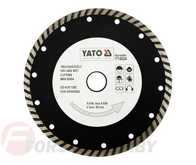 Круг алмазный 180x22,2 мм турбо Yato YT-6024