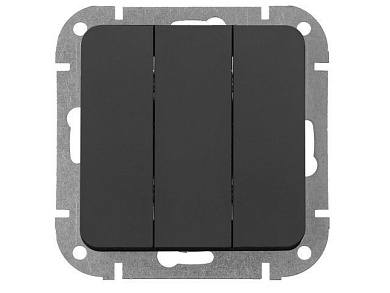 Выключатель 3 клав., cкрытый, 10А карбон, Аструм, Bylectrica С05 10-3505карб